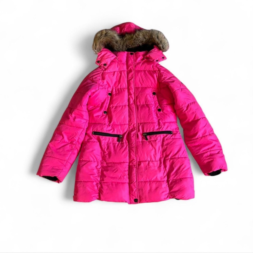 Weatherproof Puffer Coat with Faux Fur Hood
